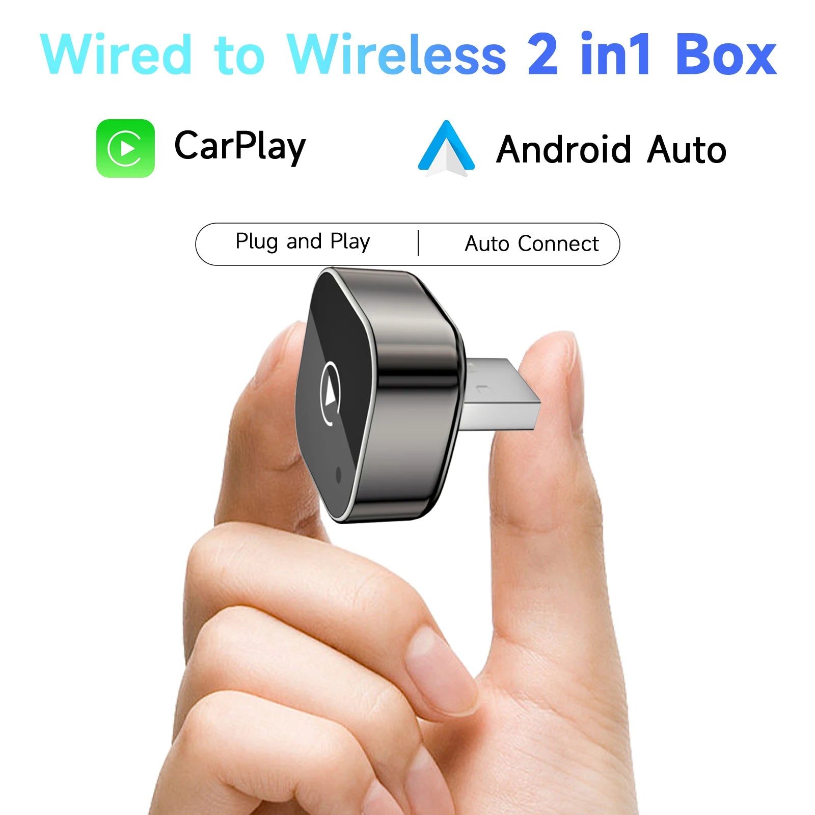 Pionray 2in1 Wireless CarPlay Adapter Android Auto AI Smart Box for All Cars