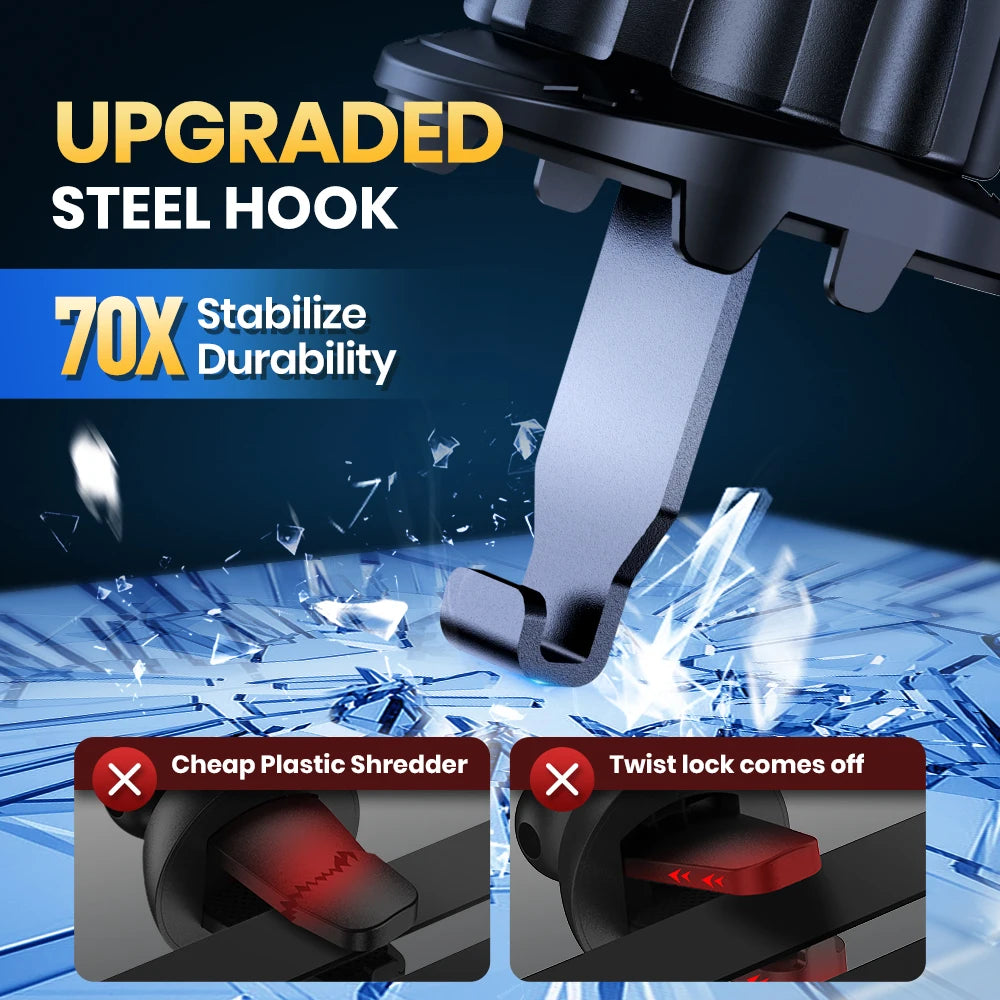 TOPK Magnetic Car Phone Holder for Magsafe – Strong Magnet, Metal Hook, One-Hand Operation Car Mount