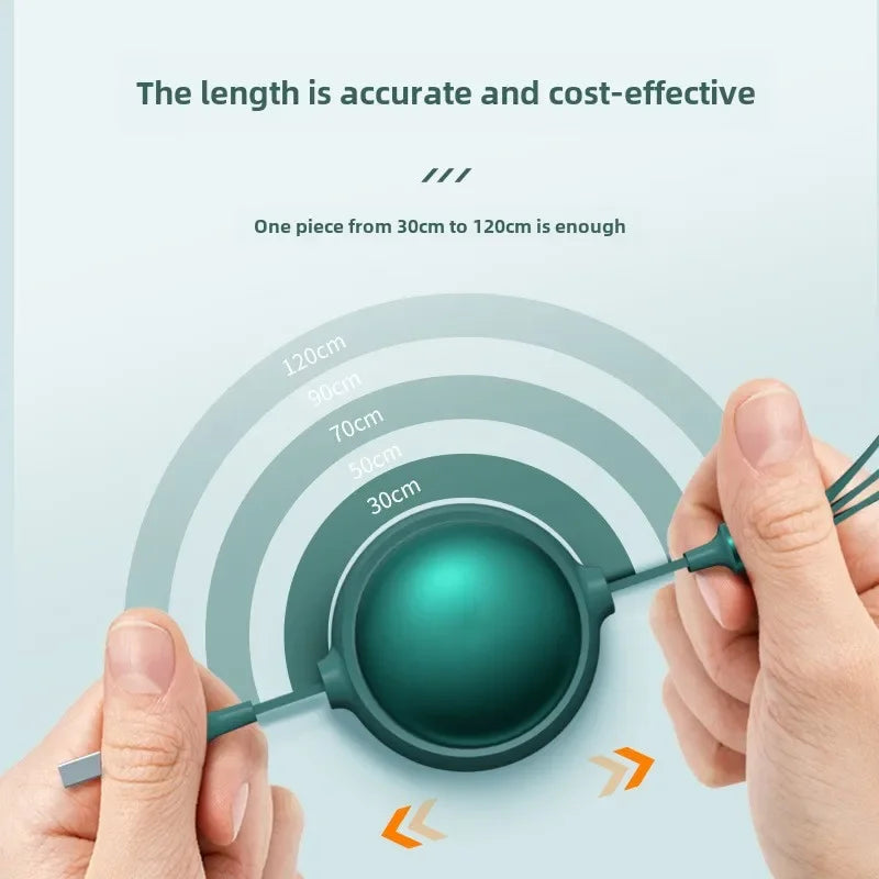 One Drag Three Fast Charge Telescopic 3-in-1 Liquid Soft Rubber Charging Cable