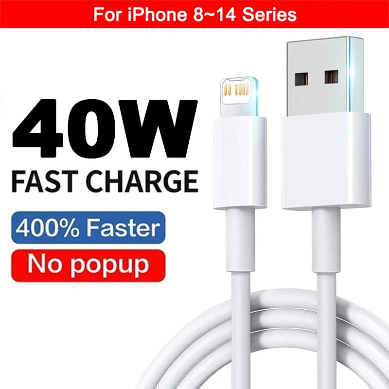 40W PD USB-C Fast Charger Cable for iPhone 16/15/14/13/12/11 & iPad