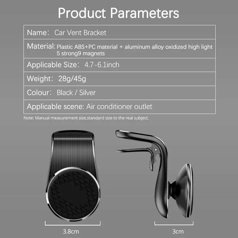 Magnetic Car Phone Holder Air Vent Mount – Strong Magnet Phone Stand for iPhone Samsung Xiaomi